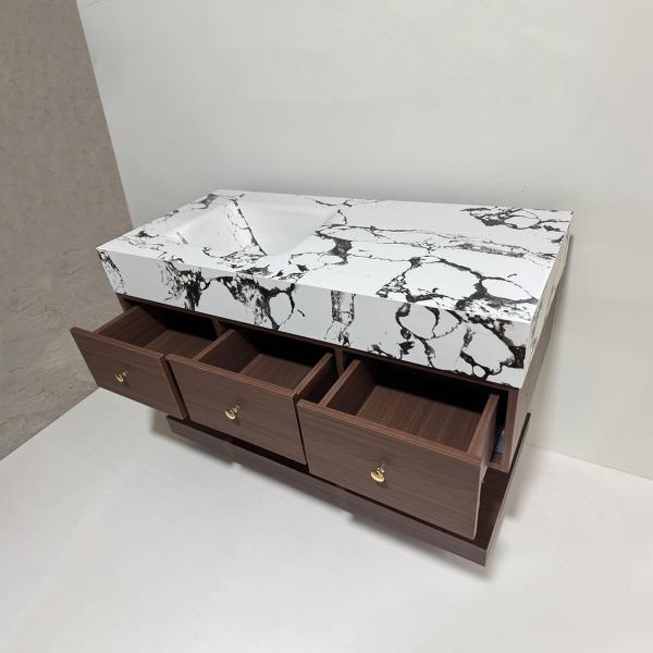 Muxing Wandhängendes Badezimmermöbel-Set mit Waschbecken, moderner Waschtisch mit Unterschrank, Badmöbel für Badezimmer und Waschraum【RW610 BKK】