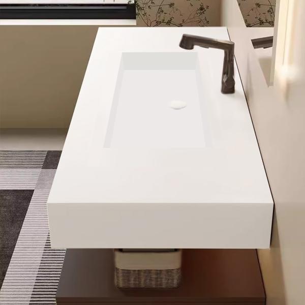 Muxing Elegantes Badezimmer-Set – Weißes Sinterstein-Waschbecken mit braunem Schrank, LED-Antibeschlagspiegel & 3 geräumige Schubladen【C805】【YTC805】