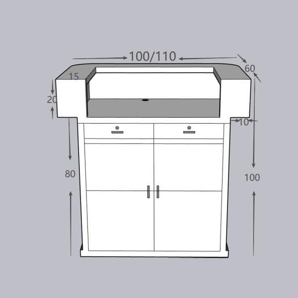 MuXing Reception Desk, Bar Counter, Rounded Corner Design, Vertical Stripe Pattern, Salon, Hotel, Store Front Desk【Baise】