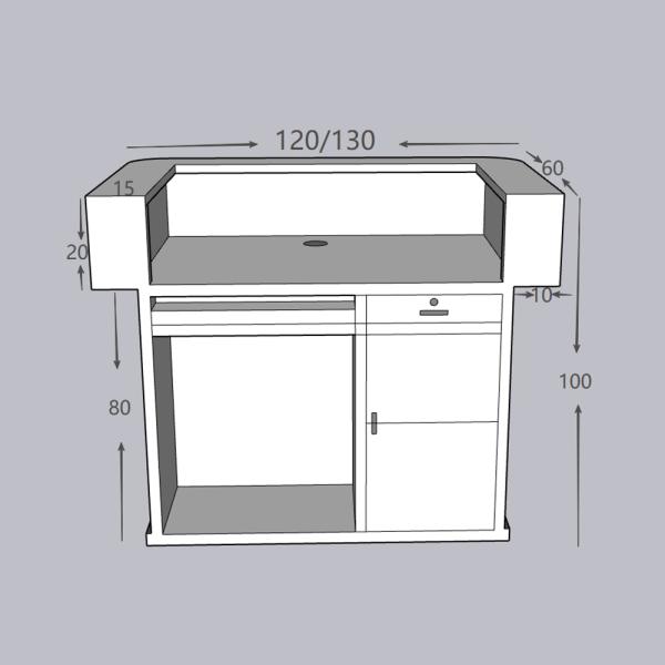 MuXing Reception Desk, Bar Counter, Rounded Corner Design, Vertical Stripe Pattern, Salon, Hotel, Store Front Desk【Baise】