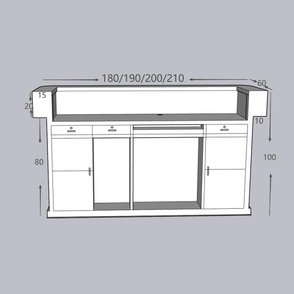 MuXing Reception Desk, Bar Counter, Rounded Corner Design, Vertical Stripe Pattern, Salon, Hotel, Store Front Desk【Baise】
