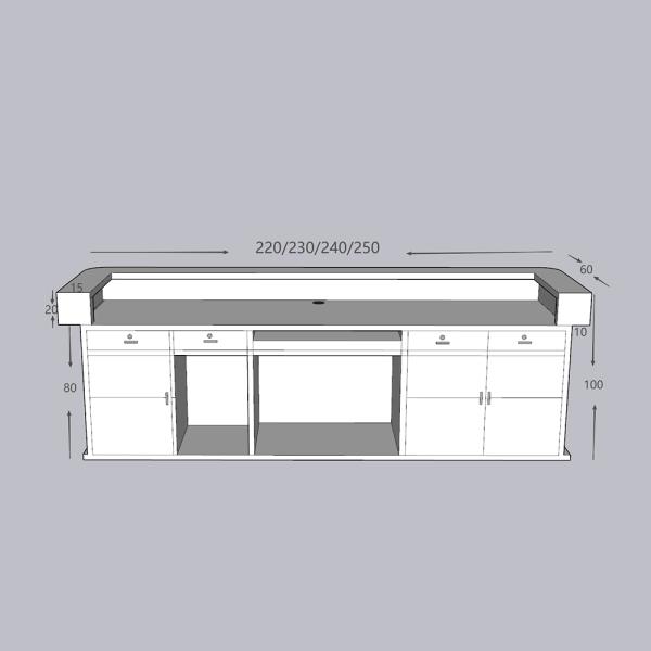 MuXing Reception Desk, Bar Counter, Rounded Corner Design, Vertical Stripe Pattern, Salon, Hotel, Store Front Desk【Baise】