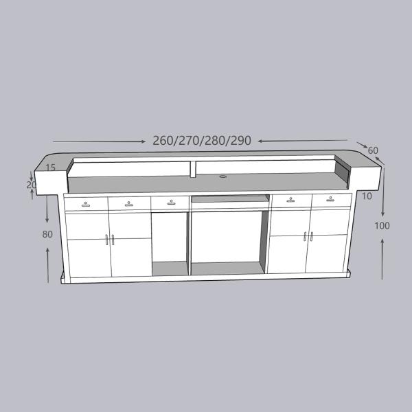 MuXing Reception Desk, Bar Counter, Rounded Corner Design, Vertical Stripe Pattern, Salon, Hotel, Store Front Desk【Baise】