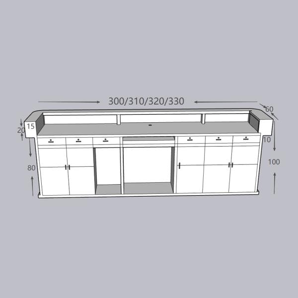 MuXing Reception Desk, Bar Counter, Rounded Corner Design, Vertical Stripe Pattern, Salon, Hotel, Store Front Desk【Baise】