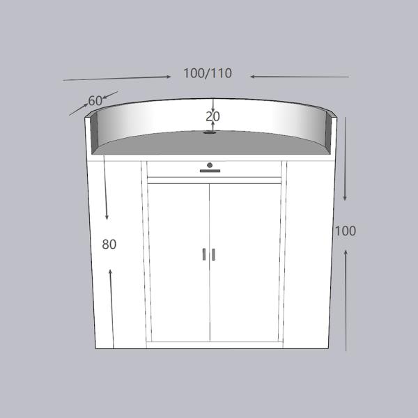 Muxing Empfangstheke Theke geschwungene Tresen Kasse Empfangstresen