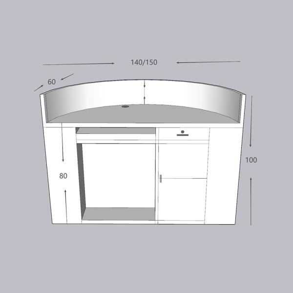 Muxing Empfangstheke Theke geschwungene Tresen Kasse Empfangstresen