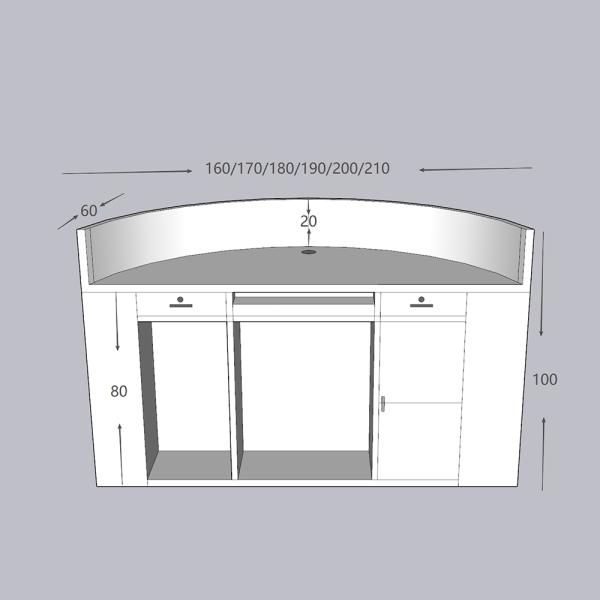 Muxing Empfangstheke Theke geschwungene Tresen Kasse Empfangstresen