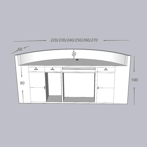 Muxing Empfangstheke Theke geschwungene Tresen Kasse Empfangstresen