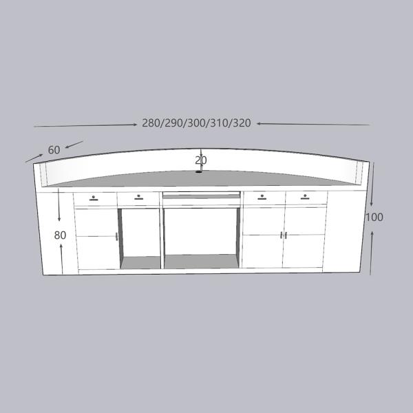 Muxing Empfangstheke Theke geschwungene Tresen Kasse Empfangstresen