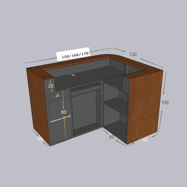 Muxing Bartheke,Empfangstheke mit LED-Beleuchtung,Bar-Möbel,  Rezeptionstresen, Verkaufstheke,Kassentisch,Theke Braun