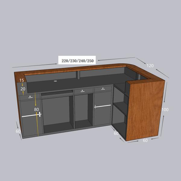 Muxing Bartheke,Empfangstheke mit LED-Beleuchtung,Bar-Möbel,  Rezeptionstresen, Verkaufstheke,Kassentisch,Theke Braun