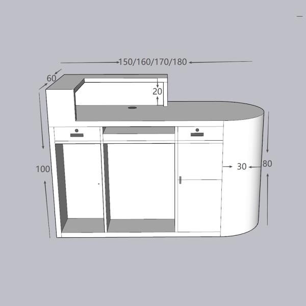 Muxing Ladenkasse kleine Theke Ladentheke kassen Empfangstheke Empfangstisch links