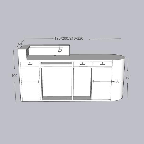 Muxing Ladenkasse kleine Theke Ladentheke kassen Empfangstheke Empfangstisch links