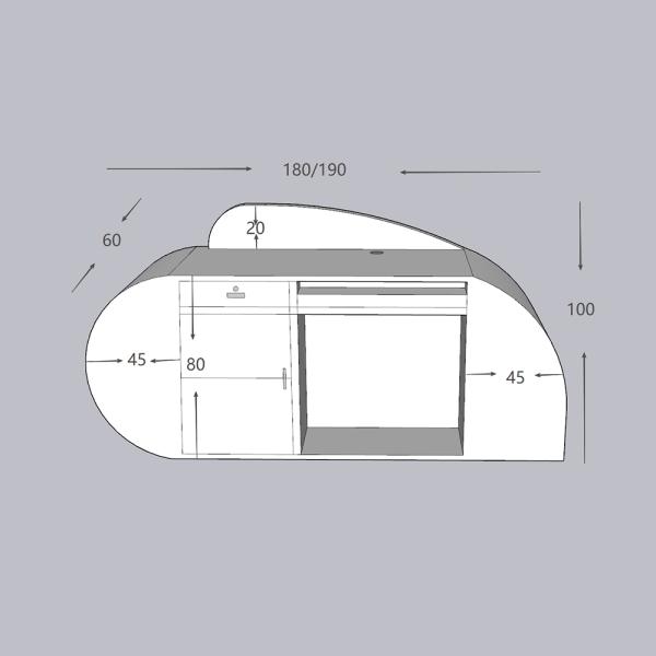 Muxing Salon Geschäft Empfangstisch Laden Kasse Kurvige Theke Gebogene Bar