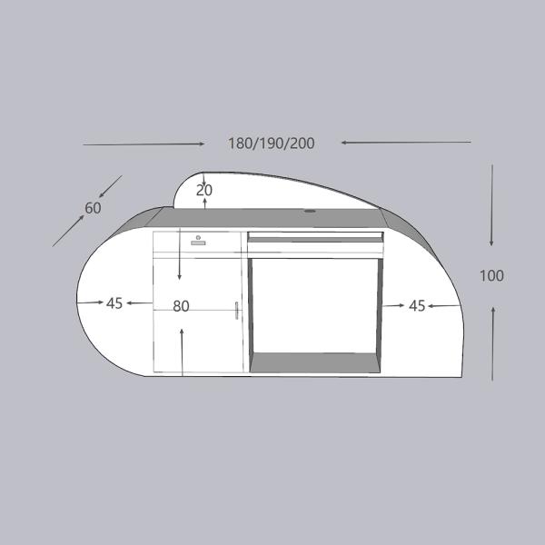 Muxing Salon Geschäft Empfangstisch Laden Kasse Kurvige Theke Gebogene Bar