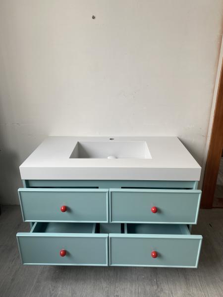 Muxing Waschbecken aus Sinterstein, Badmöbel Set,Badezimmermöbel,Bad Schränke,Waschtisch,LED-Spiegel,Blau