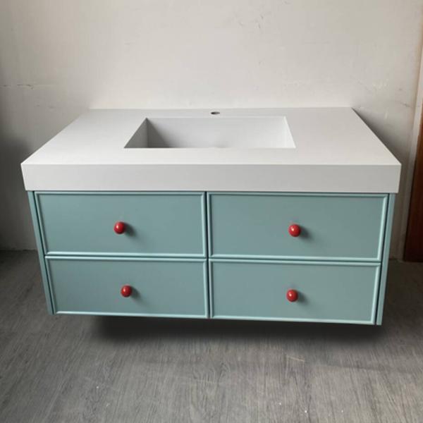 Muxing Waschbecken aus Sinterstein, Badmöbel Set,Badezimmermöbel,Bad Schränke,Waschtisch,LED-Spiegel,Blau