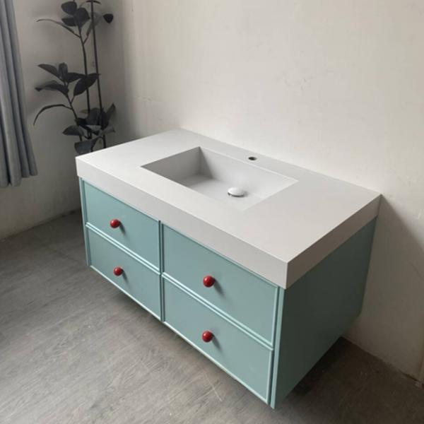 Muxing Waschbecken aus Sinterstein, Badmöbel Set,Badezimmermöbel,Bad Schränke,Waschtisch,LED-Spiegel,Blau