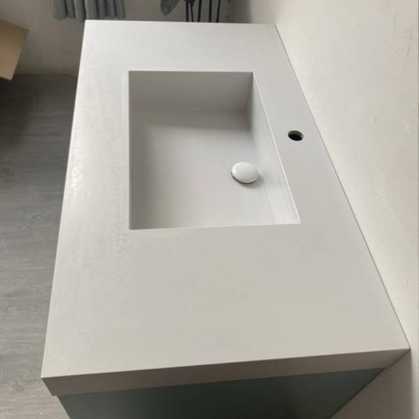 Muxing Waschbecken aus Sinterstein, Badmöbel Set,Badezimmermöbel,Bad Schränke,Waschtisch,LED-Spiegel,Blau