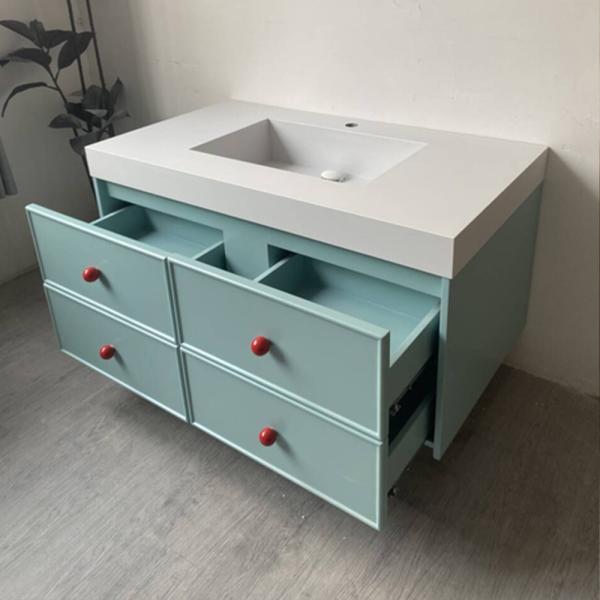 Muxing Waschbecken aus Sinterstein, Badmöbel Set,Badezimmermöbel,Bad Schränke,Waschtisch,LED-Spiegel,Blau