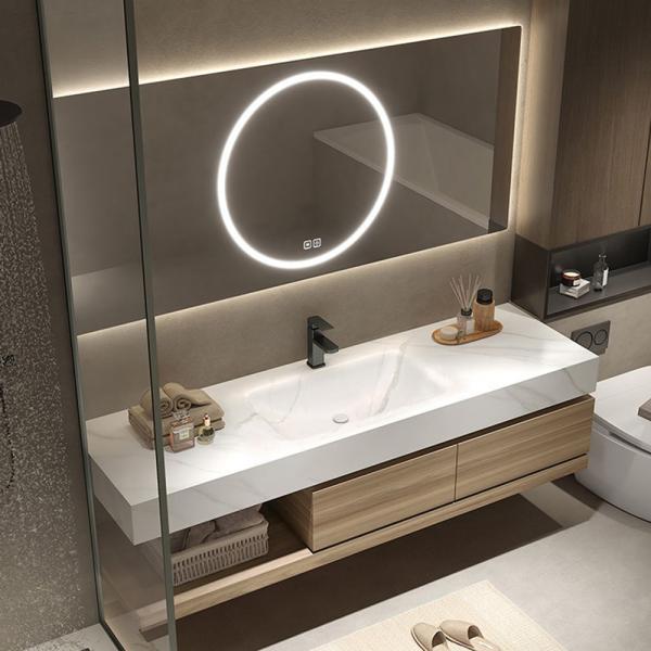 Muxing Waschbecken mit schublade Ablage Waschtisch LED Spiegel Badezimmerspüle 【RW2032-K】
