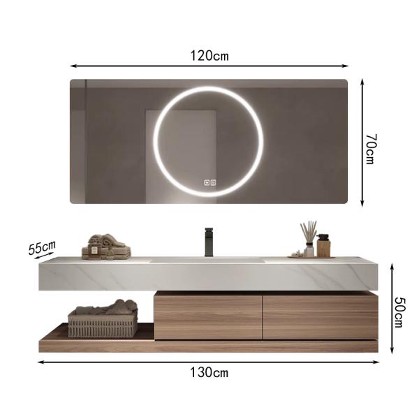 Muxing Waschbecken mit schublade Ablage Waschtisch LED Spiegel Badezimmerspüle【YT2032-K】