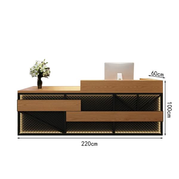 Muxing Maßanfertigung Kasse Bartheke Kassentheke Bartisch Empfangstheke Retro Theke Bar Empfangstheke Holzfarbe 【TWMT 】