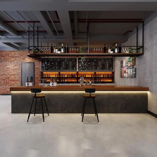 Muxing Theke Industriestil-Kassentheke Restaurant-Bar  Bar-Theke Empfangstheke Rezeption Kasse Bar 180*60*100cm Grau【CTSN 180】