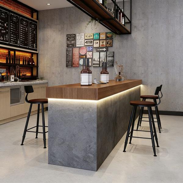 Muxing Theke Industriestil-Kassentheke Restaurant-Bar  Bar-Theke Empfangstheke Rezeption Kasse Bar 180*60*100cm Grau【CTSN 180】