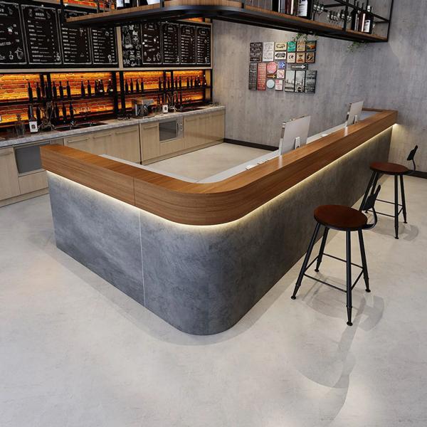Muxing Maßanfertigung Restaurant-Bar in der Ecke, Theke, Bartisch, Rezeption, Tresen, Servicetheke, Restaurantbar,Grau L160*B120*H100cm 【Shuini ZJ】