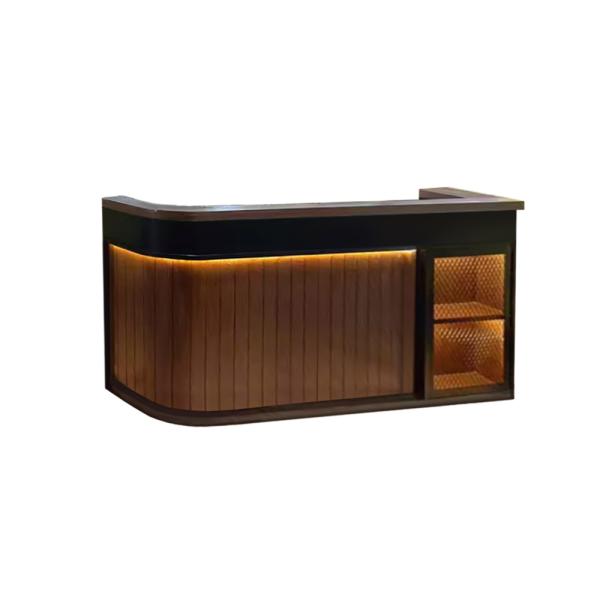 Muxing Bartheke,Empfangstheke mit LED-Beleuchtung,Bar-Möbel,  Rezeptionstresen, Verkaufstheke,Kassentisch,Theke Braun