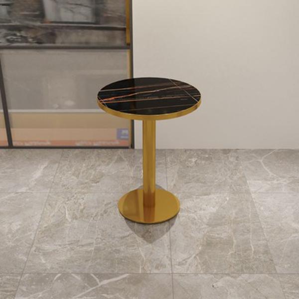 Muxing Runder Esstisch, runder Couchtisch, Kaffeetisch, Bartisch, Schreibtisch, Schwarz Gold, 60*75 cm