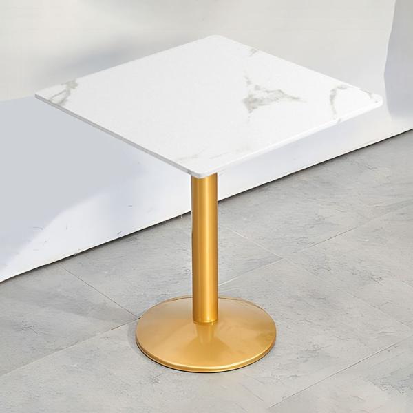 Muxing Gastronomiemöbel Cafe Bar Restaurants Hotel Einrichtung Quadratischer Tisch Bistrotisch Weiß gold HMJT /YBBMJT/