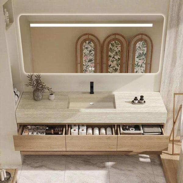 MuXing Waschbecken ,Wandspiegel ,Wandschrank, Wand-Waschbecken, Waschtisch mit Aufsatzbecken, Spüle mit Armaturenloch