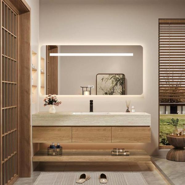 MuXing Waschbecken ,Wandspiegel ,Wandschrank, Wand-Waschbecken, Waschtisch mit Aufsatzbecken, Spüle mit Armaturenloch