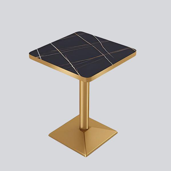 Muxing quadratischer Tisch Esstisch quadratischer Couchtisch Kaffeetisch Bistrotisch Schreibtisch Schwarz Gold 60*60*75cm