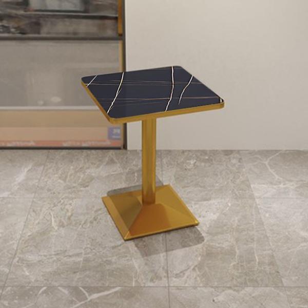 Muxing quadratischer Tisch Esstisch quadratischer Couchtisch Kaffeetisch Bistrotisch Schreibtisch Schwarz Gold 60*60*75cm