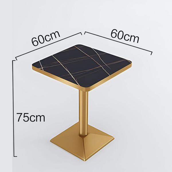 Muxing quadratischer Tisch Esstisch quadratischer Couchtisch Kaffeetisch Bistrotisch Schreibtisch Schwarz Gold 60*60*75cm