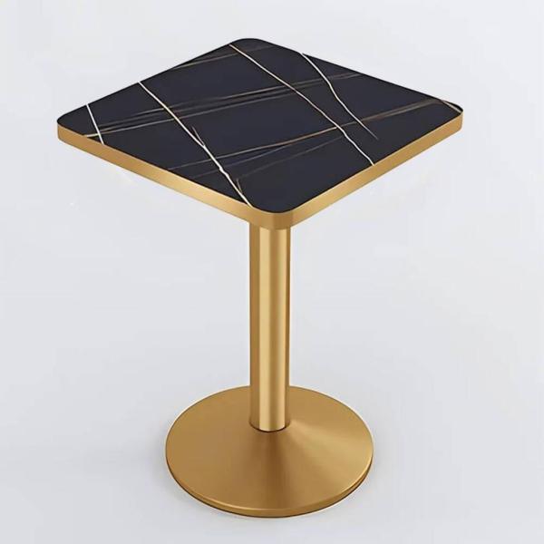 Muxing quadratischer Tisch Esstisch quadratischer Couchtisch Kaffeetisch Bistrotisch Schreibtisch Schwarz Gold 60*60*75cm