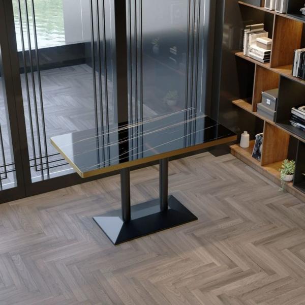 Muxing Gastronomiemöbel Cafe Bar Restaurants Hotel Einrichtung Tisch Bistrotisch JBHT Schwarz gold 120*60*75cm