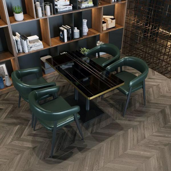 Muxing Gastronomiemöbel Cafe Bar Restaurants Hotel Einrichtung Tisch Bistrotisch JBHT Schwarz gold 120*60*75cm