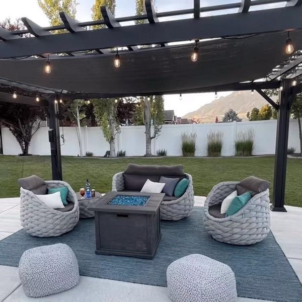 Muxing 4-teiliges Gartenmöbel-Set aus Polyrattan – 2 Einzelsessel, 1 Zweisitzer oder Dreisitzer, 1 Tisch – wetterfest, wasserfest, ideal für Garten, Balkon oder Terrasse