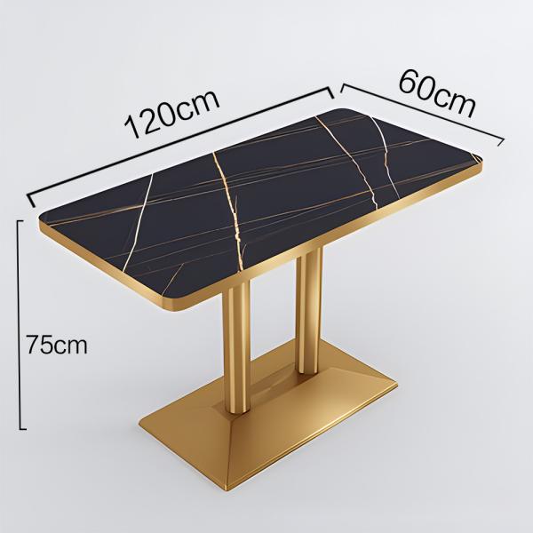 Muxing Langer Tisch, Esstisch, Couchtisch, Kaffeetisch, Bartisch, Schreibtisch, Schwarz Gold, 120 * 60 * 75 cm