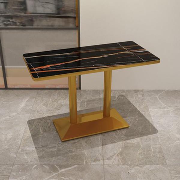 Muxing Langer Tisch, Esstisch, Couchtisch, Kaffeetisch, Bartisch, Schreibtisch, Schwarz Gold, 120 * 60 * 75 cm