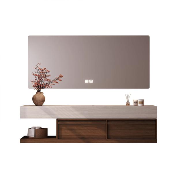 MuXing Waschbecken Waschtisch-Set mit LED-Spiegel und Schränk, Spüle ohne Armaturloch【RW016】