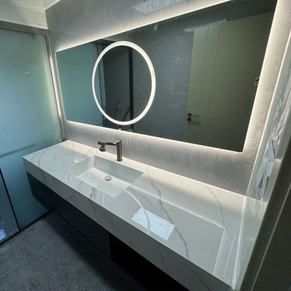 Muxing Waschbecken mit schublade Ablage Waschtisch LED Spiegel Badezimmerspüle