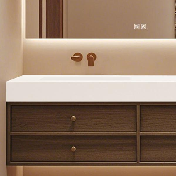 Muxing Waschbecken-Set Waschtisch Moderner Waschbecken-Unterschrank LED Spiegel mit Schublade 【C152】