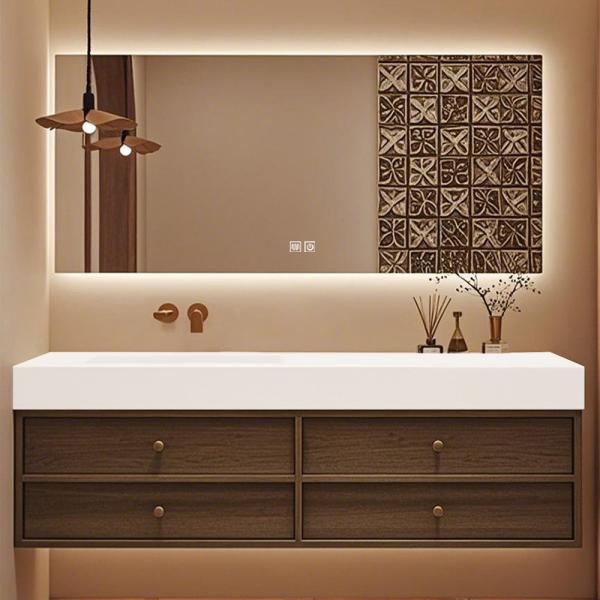 Muxing Waschbecken-Set Waschtisch Moderner Waschbecken-Unterschrank LED Spiegel mit Schublade 【C152】