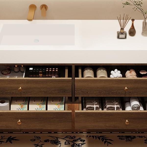 Muxing Waschbecken-Set Waschtisch Moderner Waschbecken-Unterschrank LED Spiegel mit Schublade 【C152】