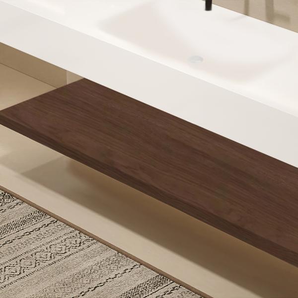 Muxing Waschbecken-Set Thermogeformtes Waschbecken LED-Spiegel mit Streifenlicht Badezimmer Waschbecken mit Ablage【R344】